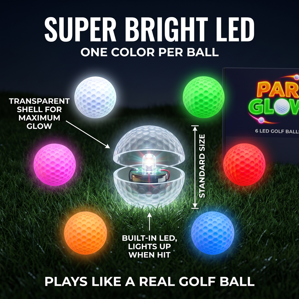 ParGlow™ LED Golf Balls - 6 Pack